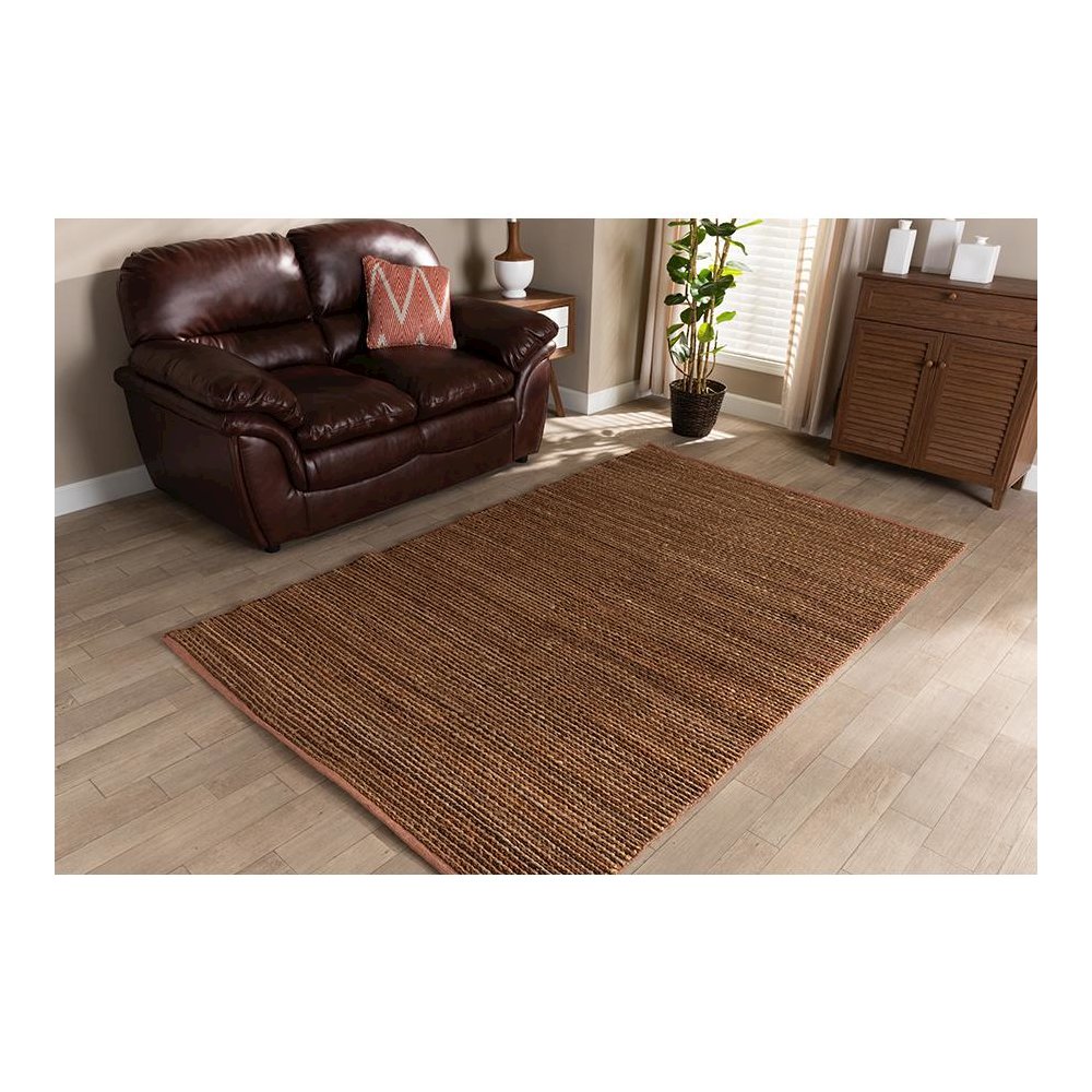 Zaguri Modern and Contemporary Natural Handwoven Leather Blend Area Rug