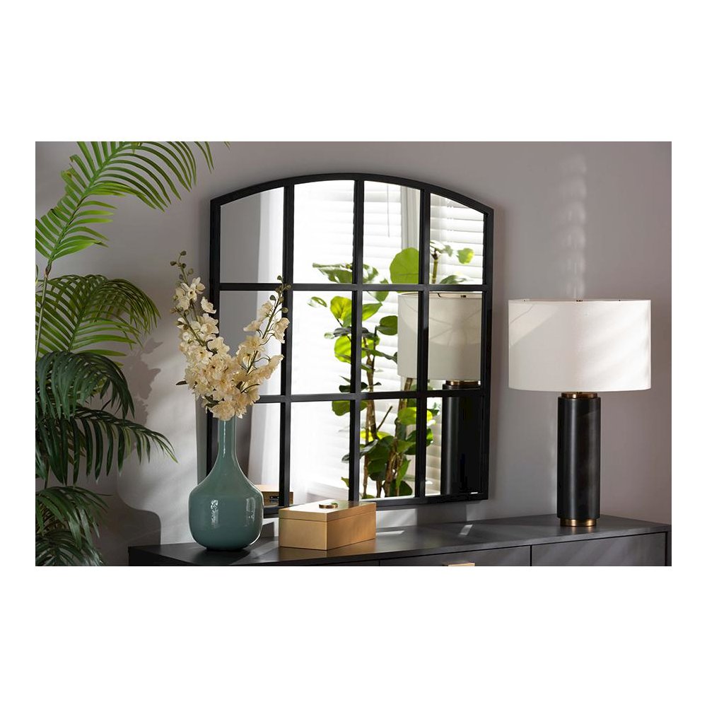 Barrington Modern and Contemporary Black Finished Metal Accent Wall Mirror