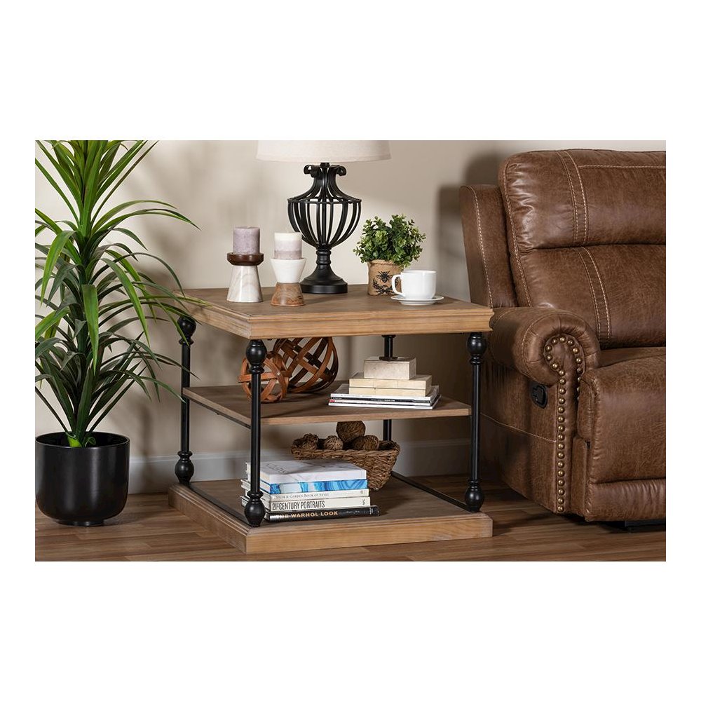 Black Metal 3-Tier End Table