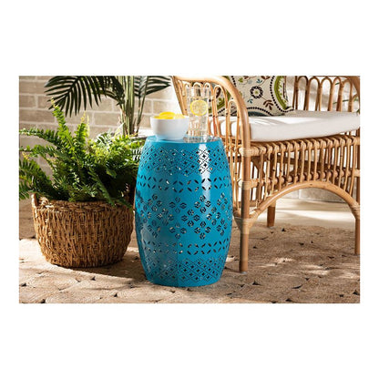 Lavinia Modern and Contemporary Blue Finished Metal Outdoor Side Table