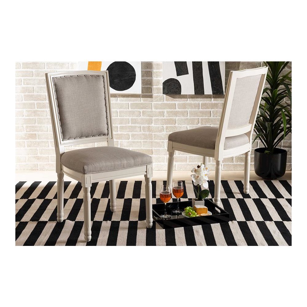White Finished Wood 2-Piece Dining Chair Set