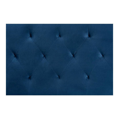 Navy Blue Velvet Fabric Upholstered Queen Size Headboard