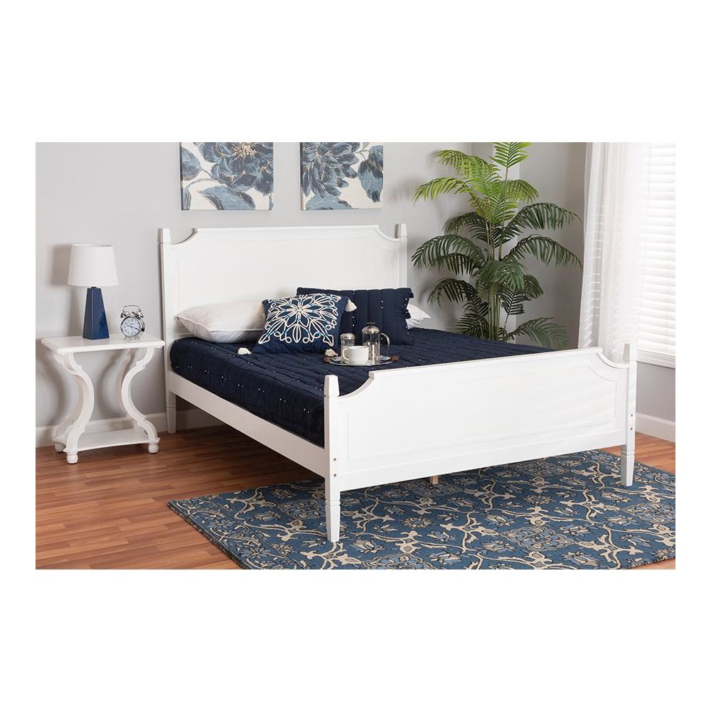Mariana Classic and Traditional White Finished Wood Queen Size Platform Bed