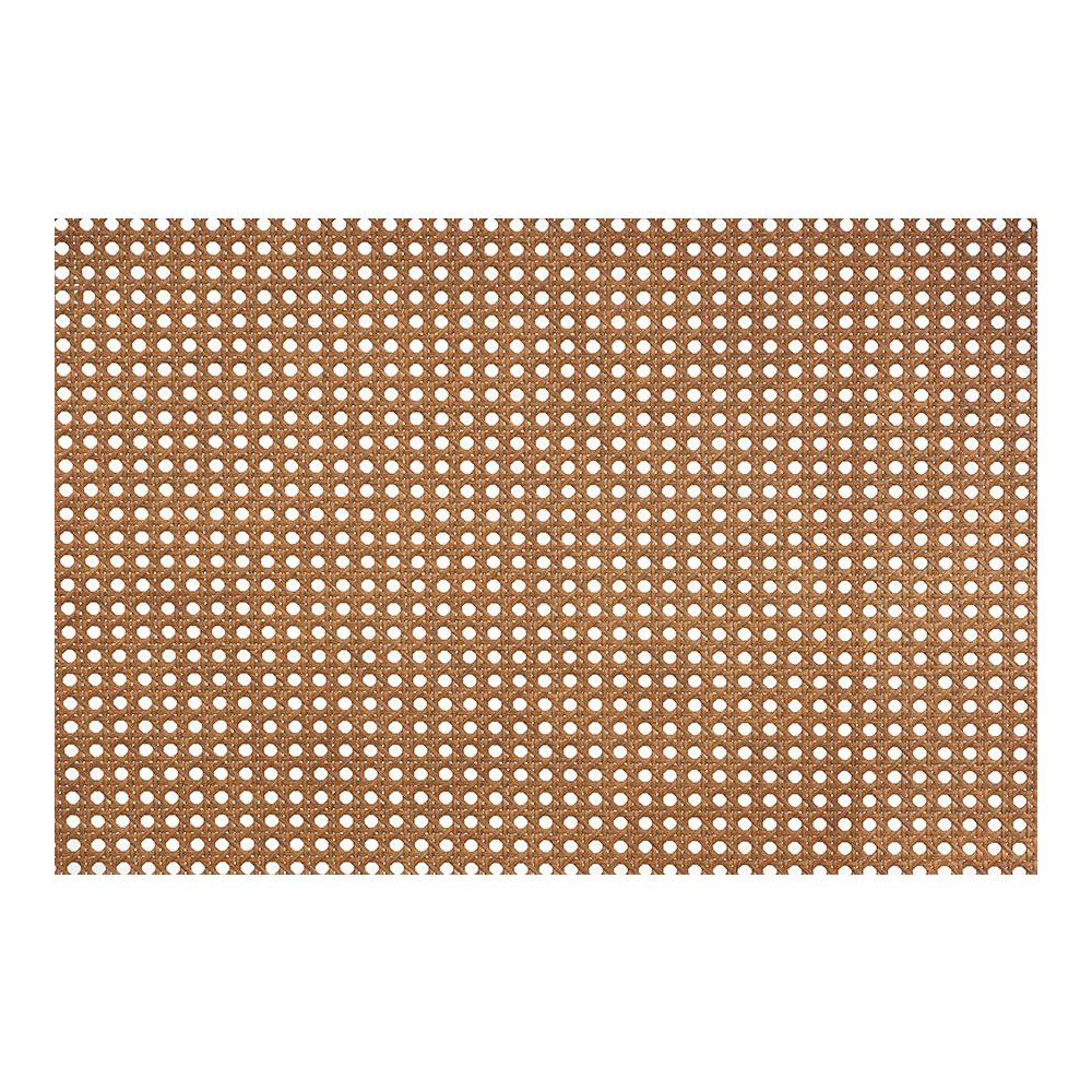 Traditional Ash Walnut Finished Wood Queen Size Headboard with Rattan
