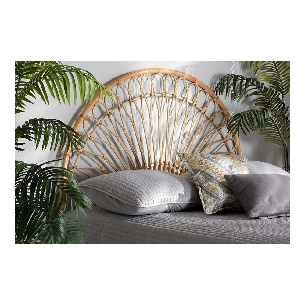 Bohemian Natural Brown Rattan Queen Size Standalone Headboard