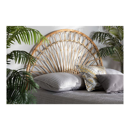 Bohemian Natural Brown Rattan Queen Size Standalone Headboard