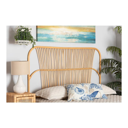 Bohemian Natural Brown Rattan Queen Size Wall-mount Headboard