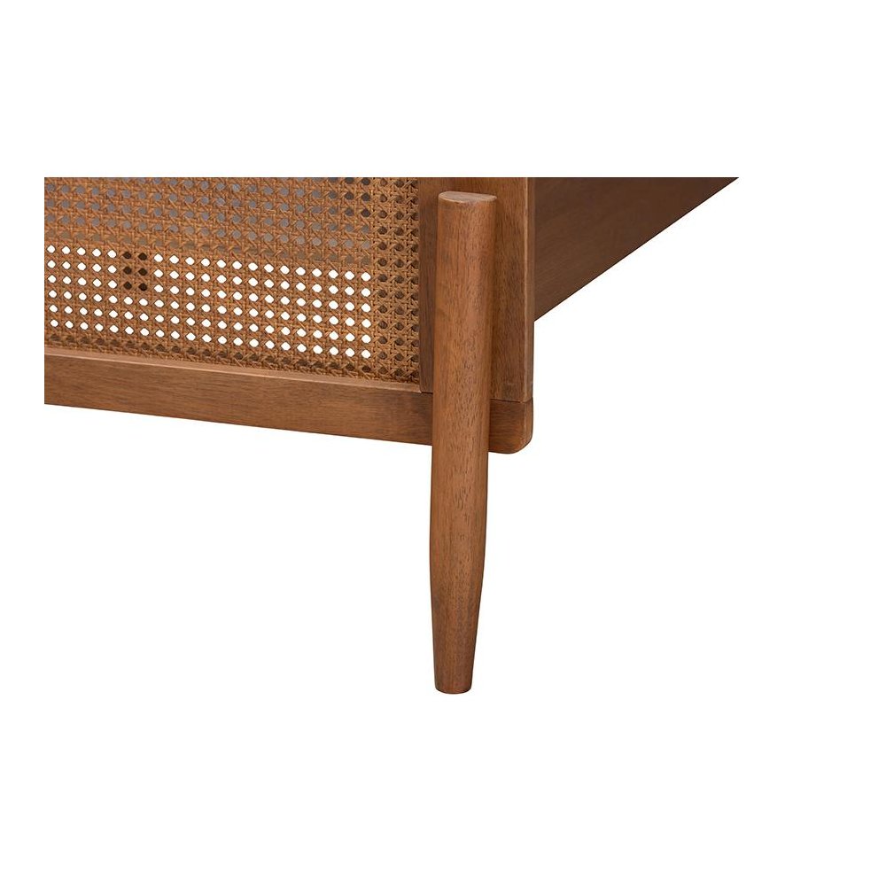 Gardwin Mid-Century Modern Ash Walnut Finished Wood King Size Platform Bed