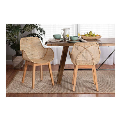 Rattan 2-Piece Dining Chair Set