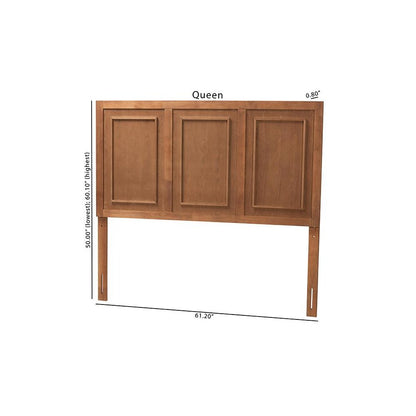 Giordano Classic and Traditional Ash Walnut Finished Wood Queen Size Headboard