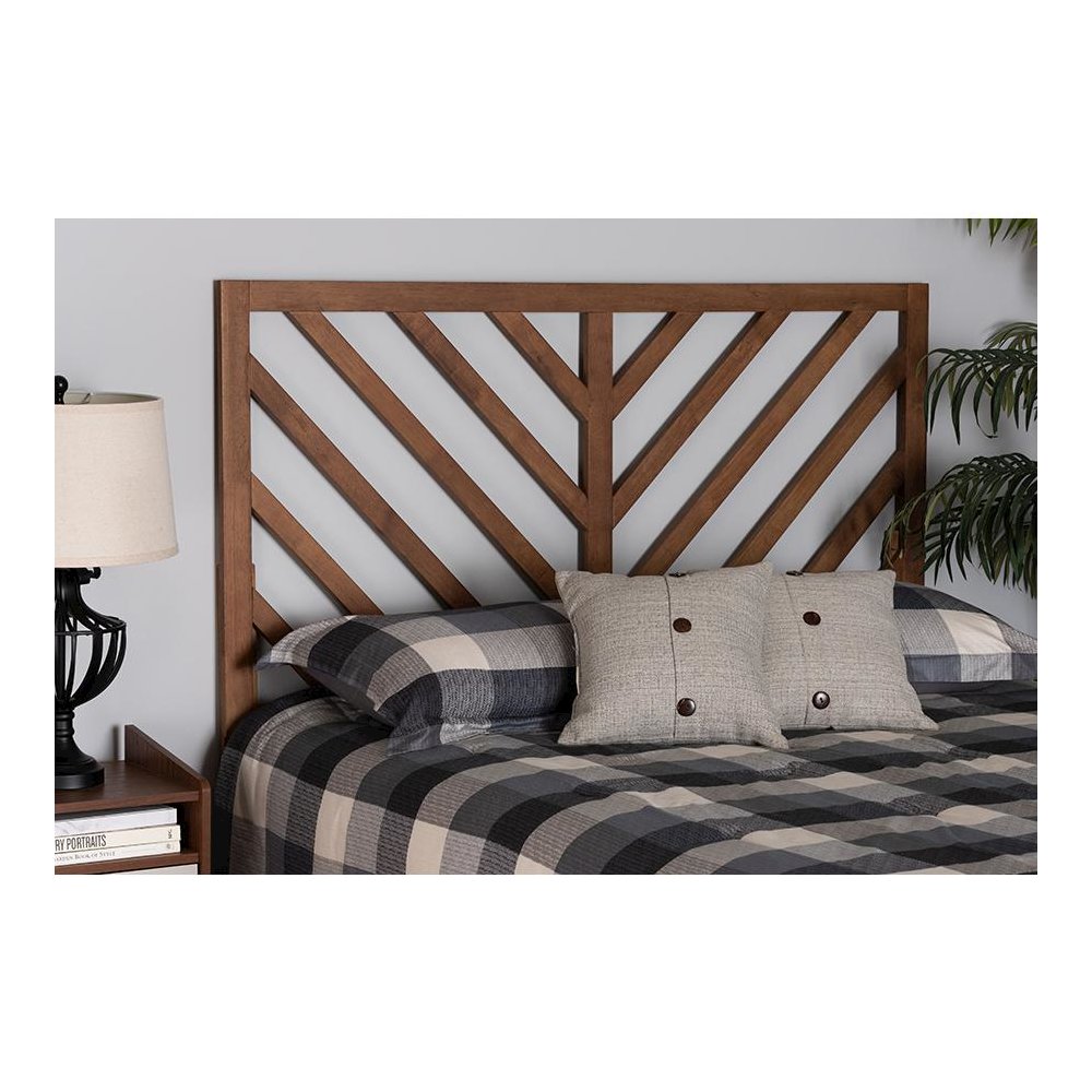 Belisma Modern and Contemporary Ash Walnut Finished Wood Queen Size Headboard