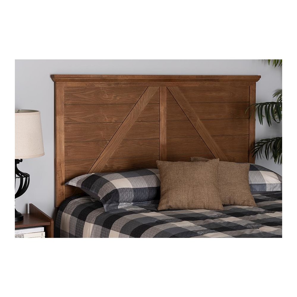 Yorick Classic and Traditional Ash Walnut Finished Wood Queen Size Headboard