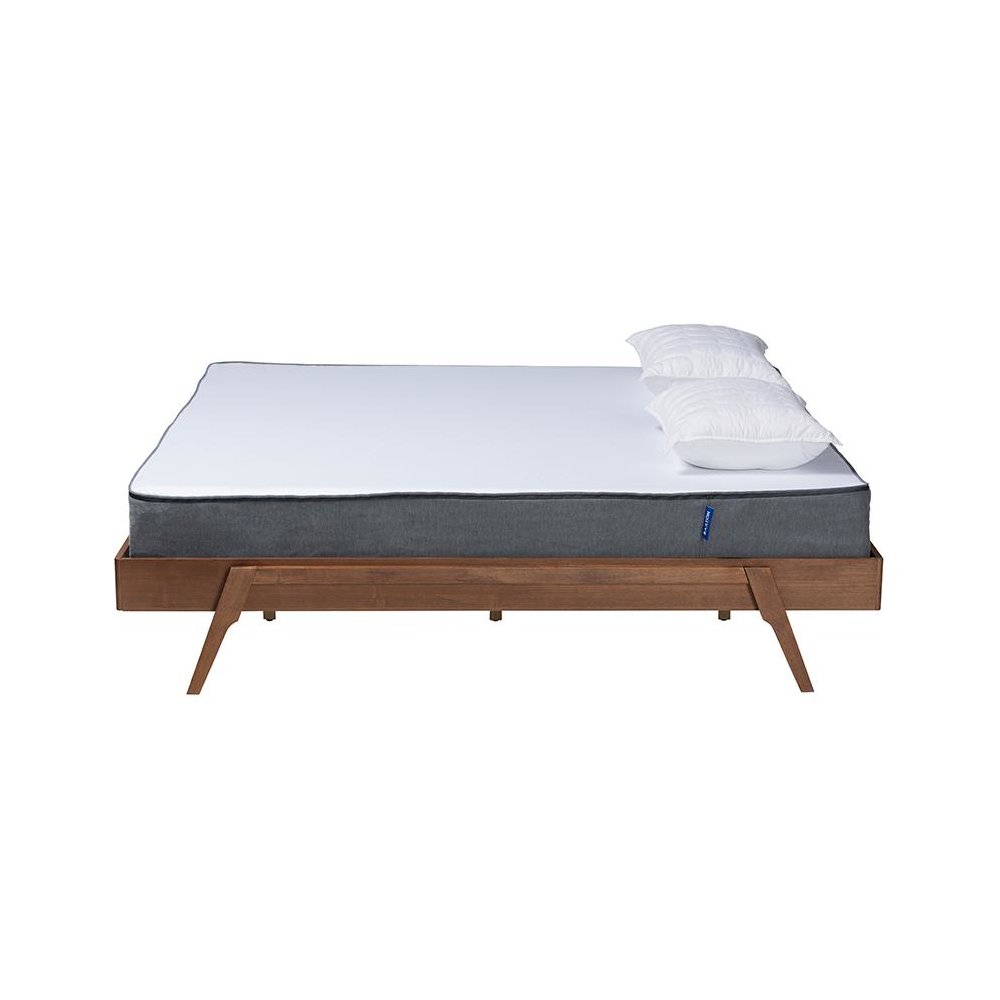 Sarita Mid-Century Modern Ash Walnut Finished Wood King Size Bed Frame