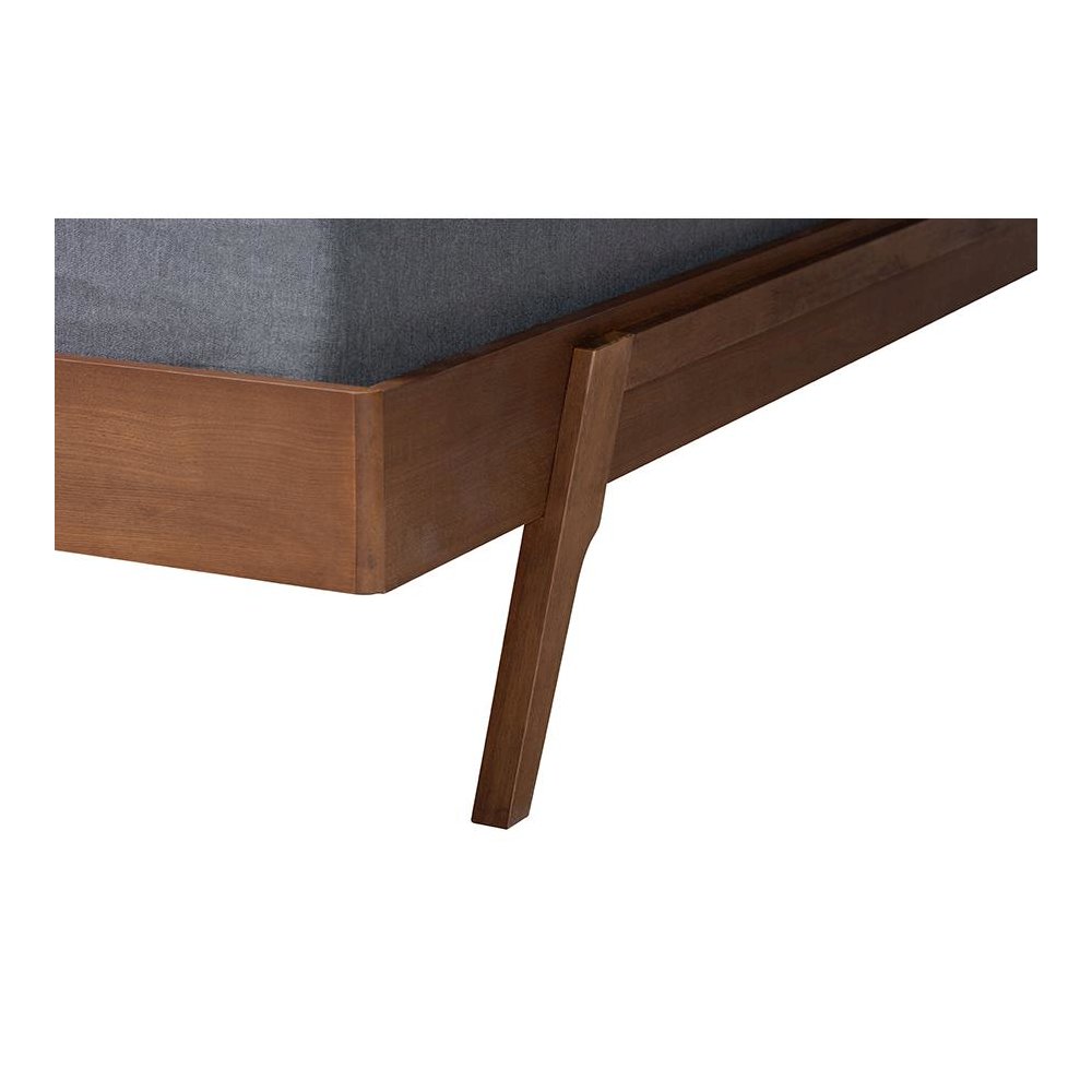 Sarita Mid-Century Modern Ash Walnut Finished Wood King Size Bed Frame