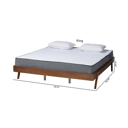 Sarita Mid-Century Modern Ash Walnut Finished Wood King Size Bed Frame