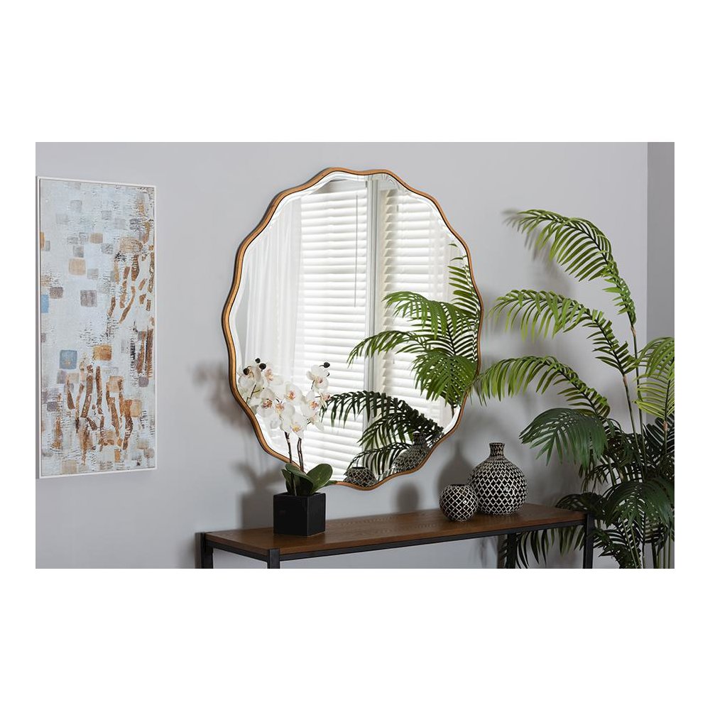 Weston Modern Glam and Luxe Antique Goldleaf Finished Wood Accent Wall Mirror