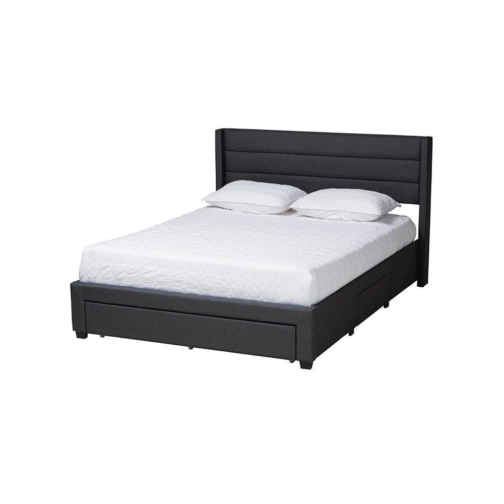 Dark Brown Finished Wood Queen Size 3-Drawer Storage Platform Bed