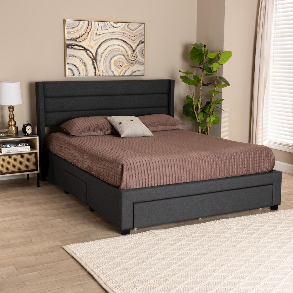 Dark Brown Finished Wood Queen Size 3-Drawer Storage Platform Bed