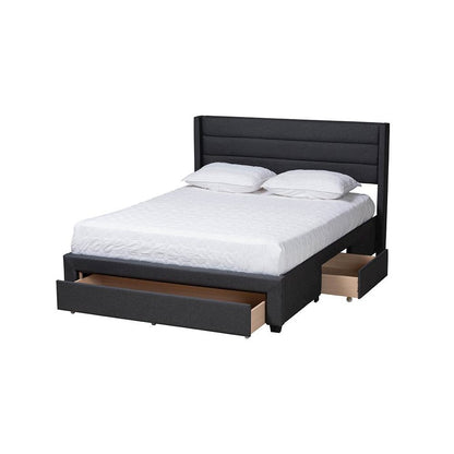 Dark Brown Finished Wood Queen Size 3-Drawer Storage Platform Bed