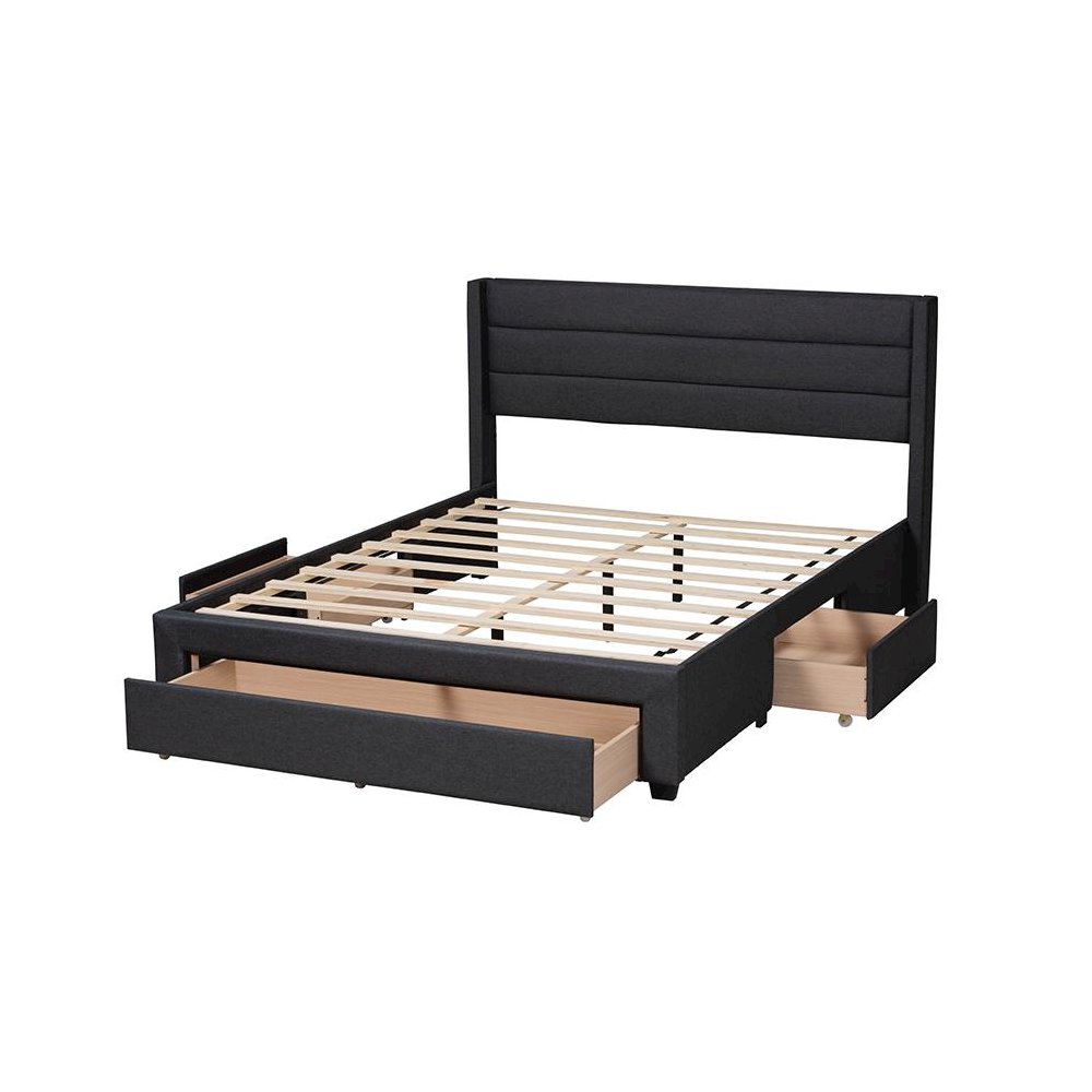 Dark Brown Finished Wood Queen Size 3-Drawer Storage Platform Bed