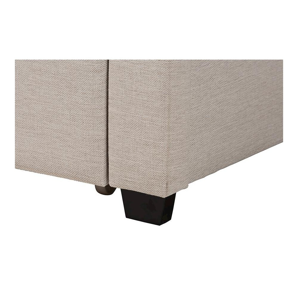 Transitional Beige Fabric Queen Size 3-Drawer Storage Platform Bed