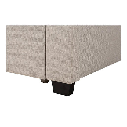 Transitional Beige Fabric Queen Size 3-Drawer Storage Platform Bed