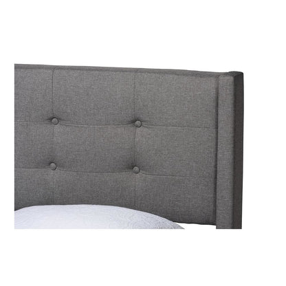 Transitional Grey Fabric Upholstered Queen Size Platform Bed