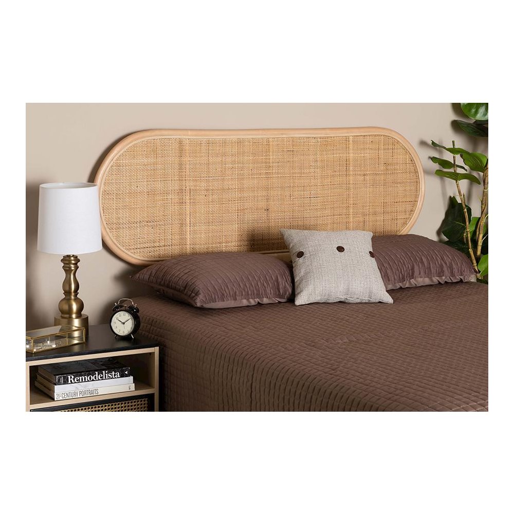 Bohemian Natural Brown Rattan Queen Size Standalone Headboard