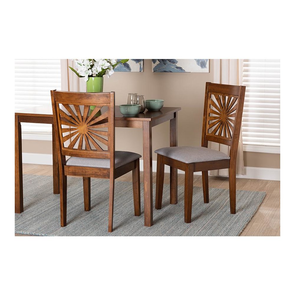 Olympia Modern Grey Fabric and Walnut Brown Finished Wood Dining Chair