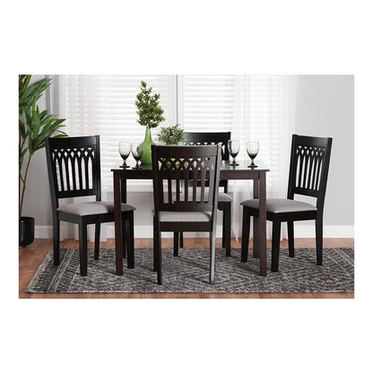 Genesis Modern Grey Fabric and Dark Brown Finished Wood 5-Piece Dining Set