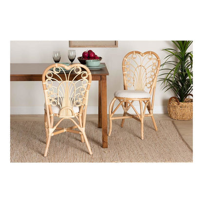 bali & pari Jerica Modern Bohemian Natural Brown Rattan Dining Chair