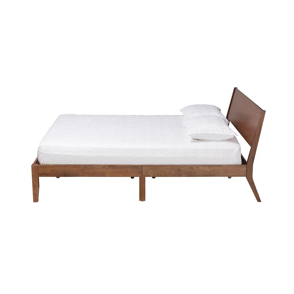 Salvatore Mid-Century Modern Walnut Brown Finished Wood King Size Platform Bed