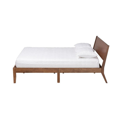 Salvatore Mid-Century Modern Walnut Brown Finished Wood King Size Platform Bed