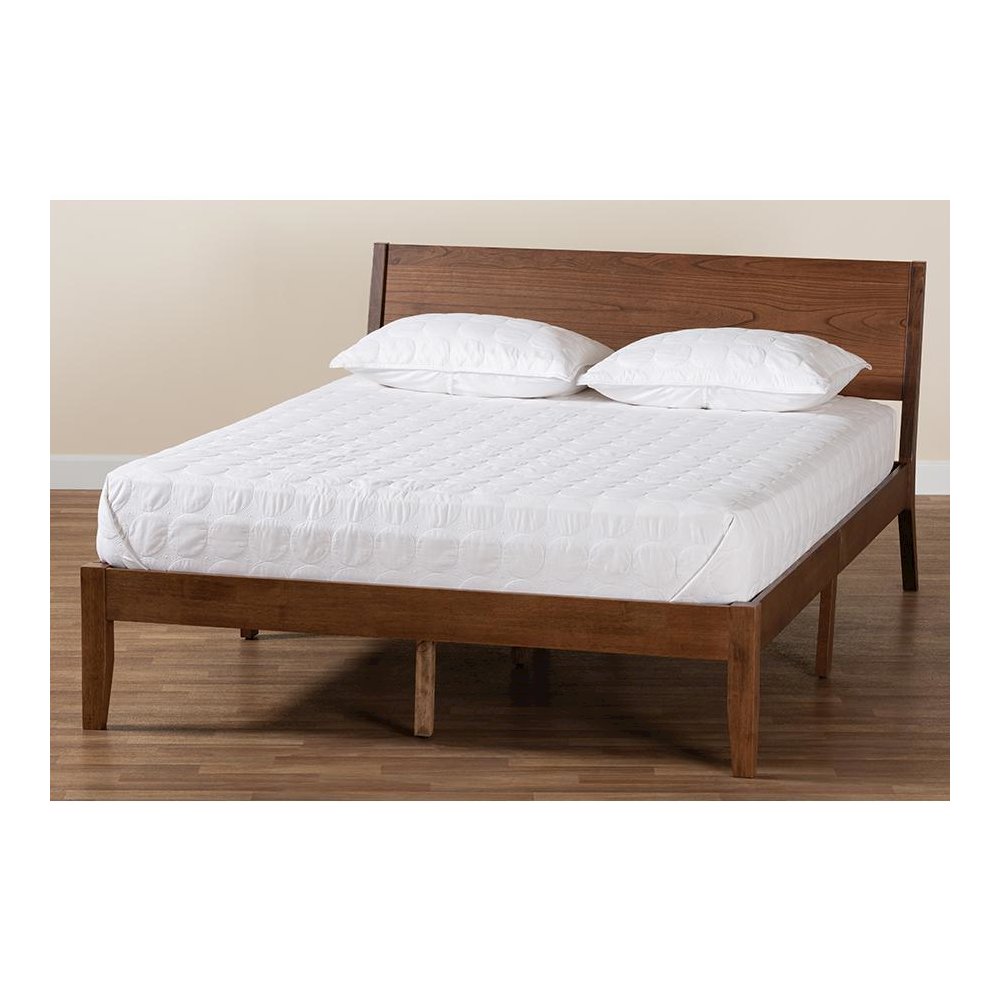 Salvatore Mid-Century Modern Walnut Brown Finished Wood King Size Platform Bed