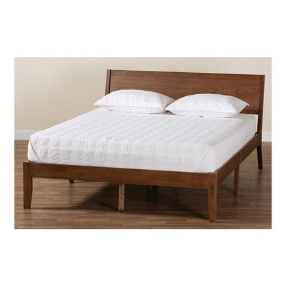Salvatore Mid-Century Modern Walnut Brown Finished Wood King Size Platform Bed