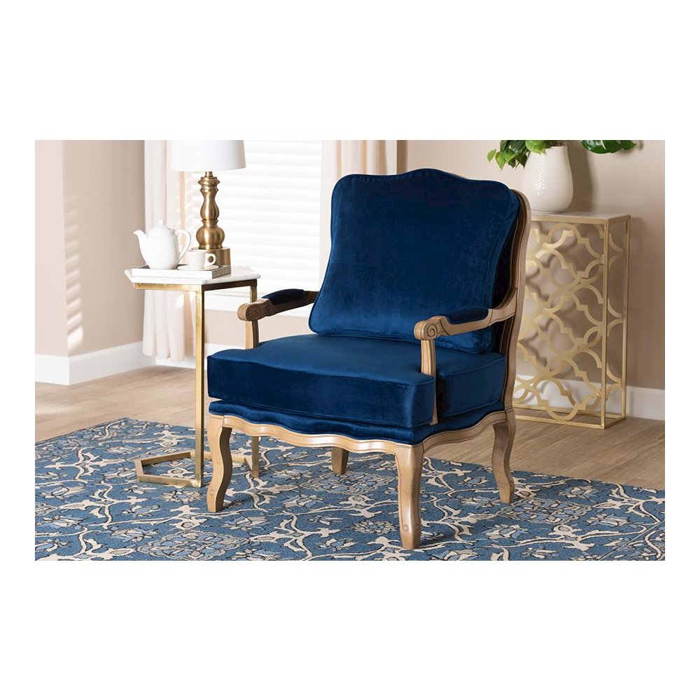 French Oak Brown Finished Wood Accent Chair