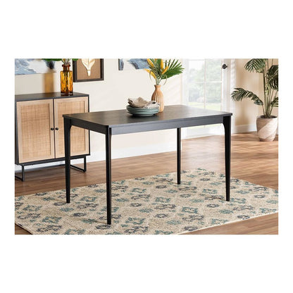 Baxton Studio Sherwin Mid-Century Modern Black Finished Wood Dining Table