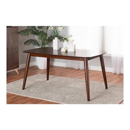 Baxton Studio Flora Mid-Century Modern Walnut Brown Finished Wood Dining Table
