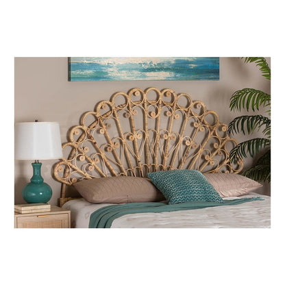 Bohemian Natural Brown Rattan Queen Size Standalone Headboard