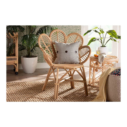 bali & pari Eliava Modern Bohemian Natural Rattan Flower Accent Chair