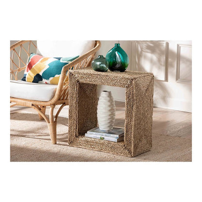 Adonica Modern Bohemian Natural Brown Jute and Wood End Table