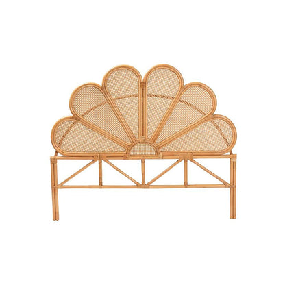 Flower Modern Bohemian Honey Rattan Queen Size Standalone Headboard