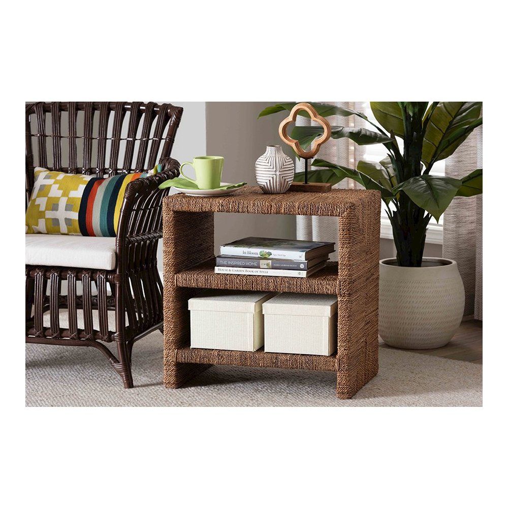 Liza Bohemian Natural Seagrass End Table