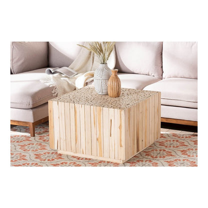 Bohemian Natural Teak Wood Coffee Table with Unique Repurposed Wood Logs