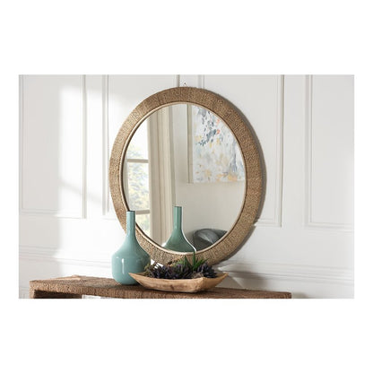 Geralyn Japandi Natural Seagrass Round Wall Mirror