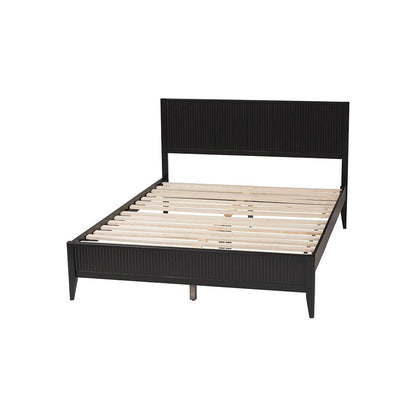 Primrose Mid-Century Black Fluted Wood King Size Platform Bed