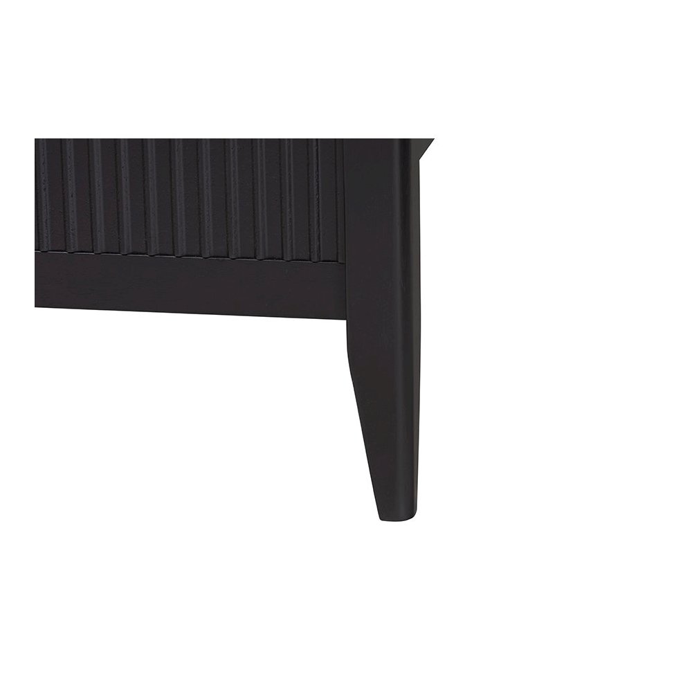 Primrose Mid-Century Black Fluted Wood King Size Platform Bed