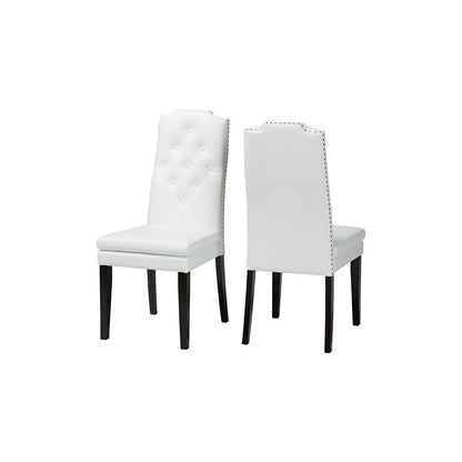 Leather Button-Tufted Nail heads Trim Dining Chair (Set of 2)