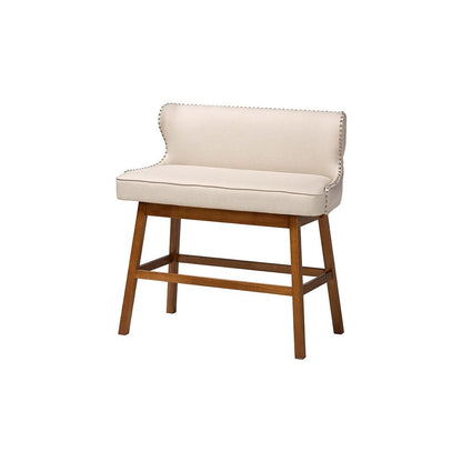 Light Beige Fabric Button-tufted Upholstered Bar Bench Banquette