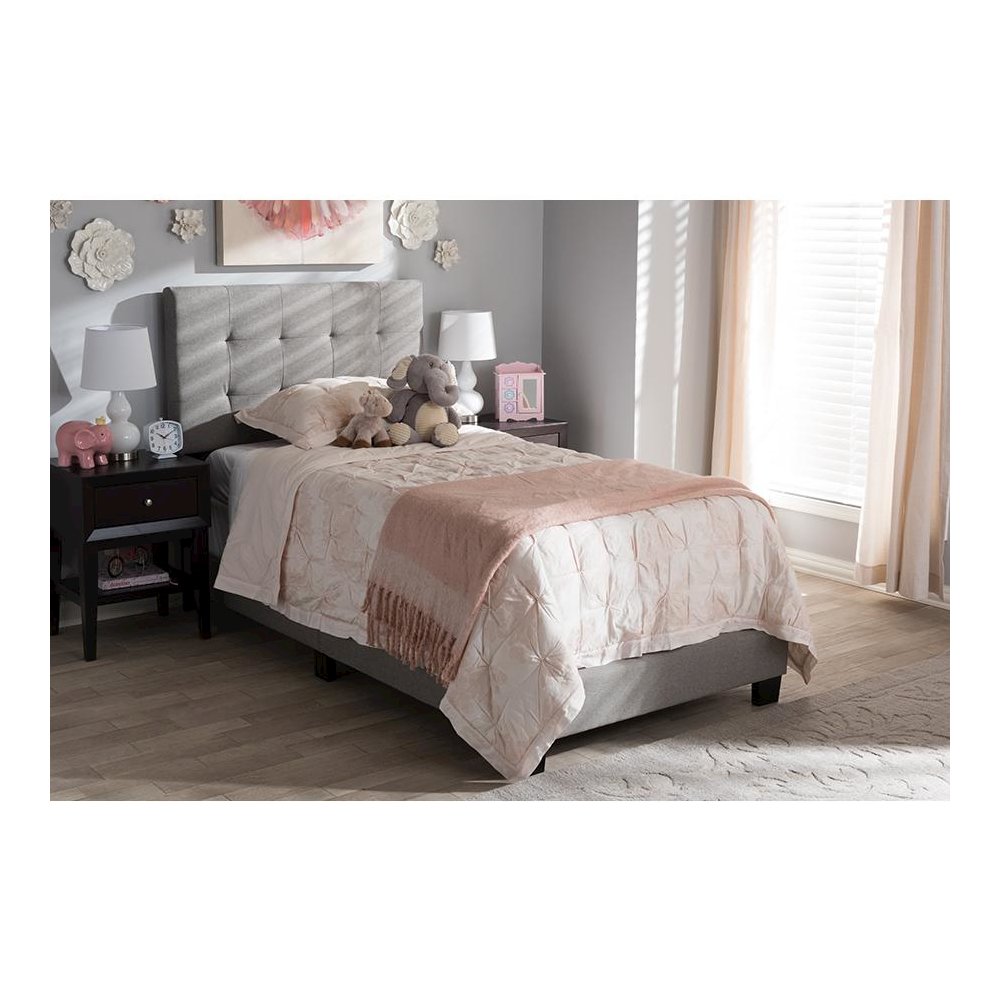 Baxton Studio Brookfield Modern and Contemporary Light Grey Fabric Twin Size Bed